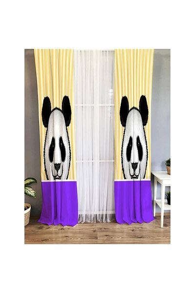 Evmila Panda Patterned Children's Room Background Curtain