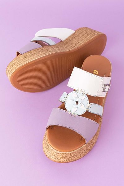 Gondol Women's Genuine Leather Platform Heeled Slippers Mlk.5254