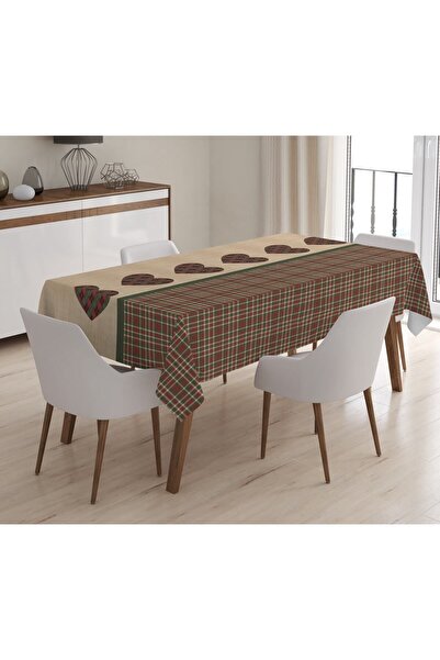 Evmila Modern Kahverengi Desenli Masa Örtüsü