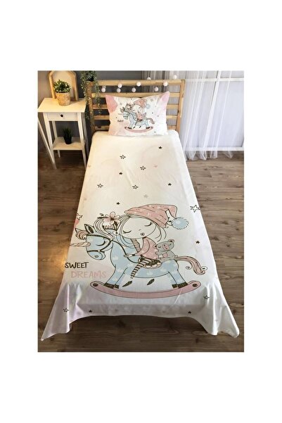 Evmila Tahta Unicorna Binen Prenses Desenli Çocuk Yatak Örtüsü