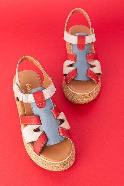 Gondol Women's Genuine Leather Platform Sole Sandals Mlk.5204