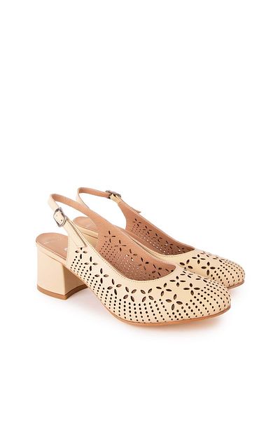 Gondol Pantofi eleganti cu toc din piele naturala taiata cu laser Şhn.1048