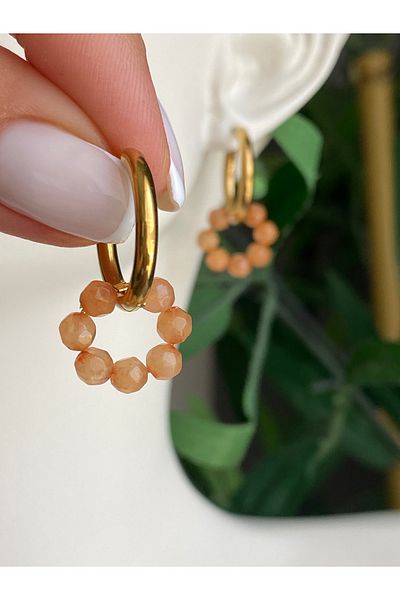 Lucios Stainless Steel Earrings Stone For 4MM - Special Design, Sun Stone And Natural Stone