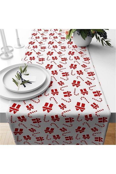 Evmila Christmas Themed Patterned Velvet Gift Box and Runner