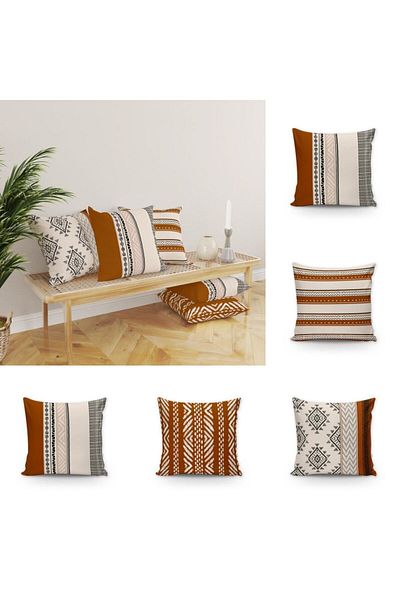 Evmila Set de 5 huse de pernă decorative