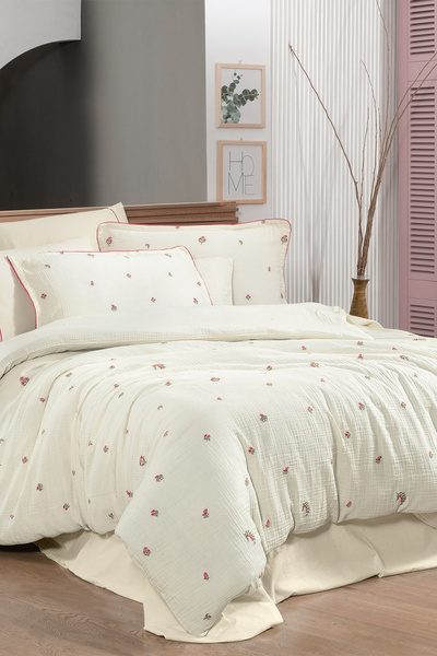 Sarev Plana Ecru - King Size Oversize Duvet Cover Set, 100% Cotton Mood Comfort