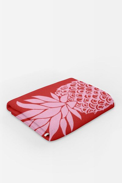 Evmila EVMİLA Red Pineapple Pattern Printed Sea and Beach Towel