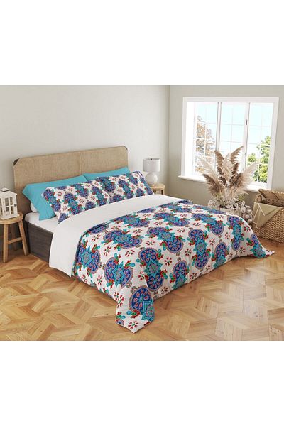 Evmila Set cuvertură de pilota dublu cu model marmorat albastru - 200x220 Cm