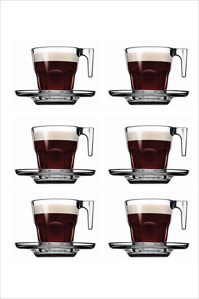 Paşabahçe 6 Pieces Casablanca Small Glass Espresso Cup Set 12 Pieces Expresso Cup Set 70 Cc