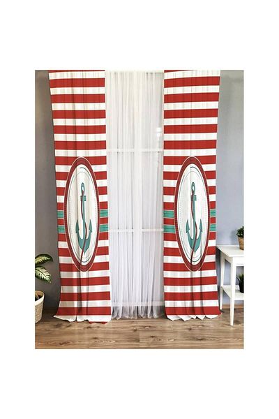 Evmila Ship Anchor Patterned Children's Room Background Curtain