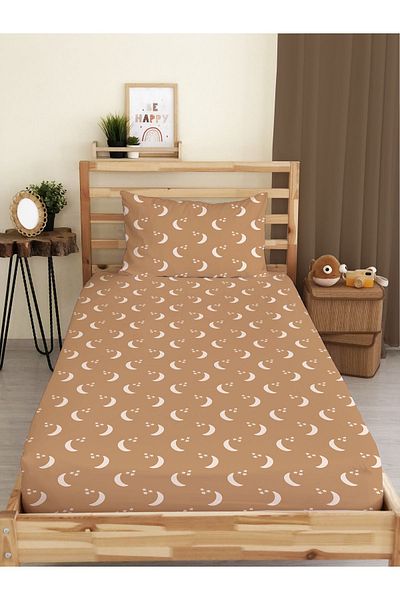 Evmila Moon Patterned Printed Single Elastic Sheet Set