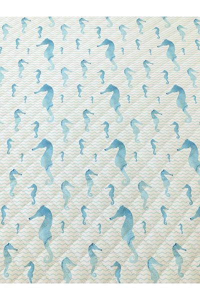 Evmila Blue Double Printed Sea Horse Stiuca - 200x220 Cm