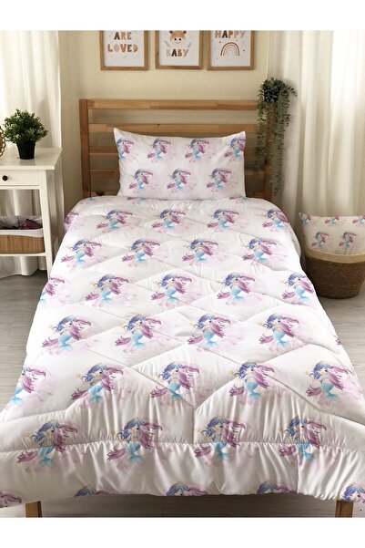 Evmila Deniz Kızı Ve Unicorn Desenli Kapitone Yorgan,dekoratif Yatak Örtüsü