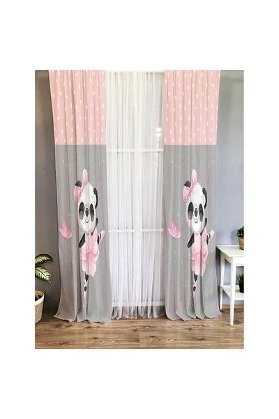 Evmila Panda Patterned Children's Room Background Curtain