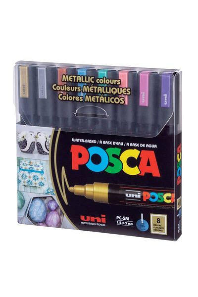 Uni Posca PC-5M 1.8-2.5 mm Painting Marker - Set of 8 Metallic Colors