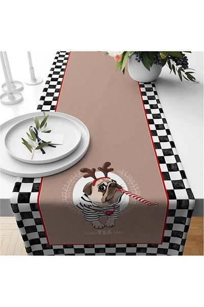 Evmila New Year's Special Dog Pattern Runner
