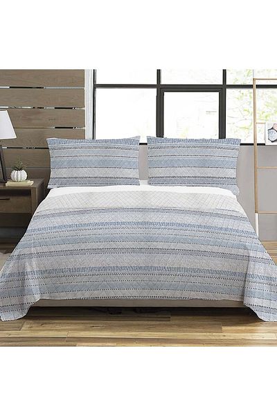 Evmila Line Pattern Double Printed Pique (200x220 Cm) White