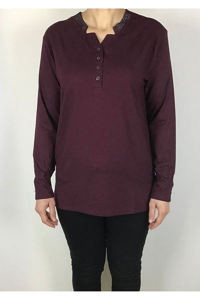 ECE GİYİM Αθλητική μπλούζα Lycra Viscose - Με λεπτομέρεια από πέτρα και κουμπί