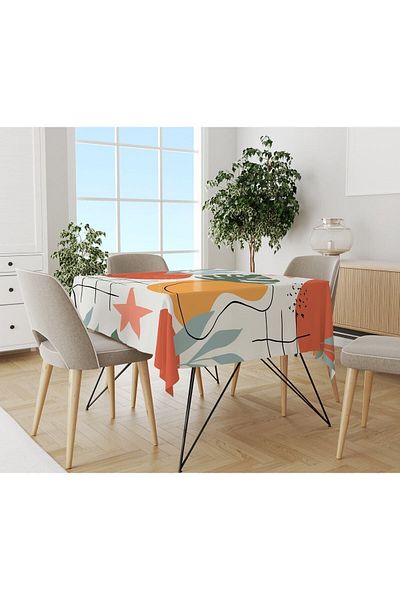 Evmila Față de masă cu model geometric alb