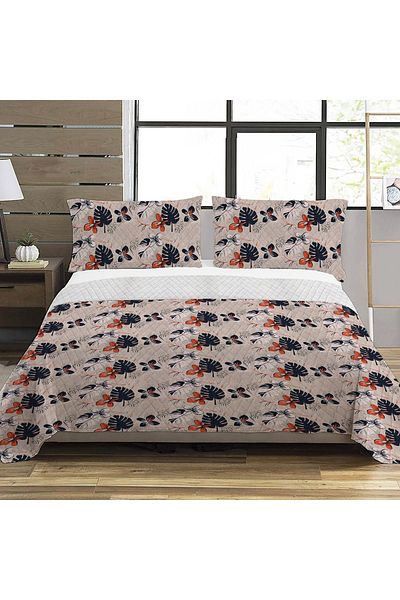 Evmila Flower Pattern Double Printed Pique (200x220 Cm) Colorful
