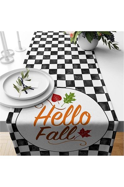 Evmila Autumn And Pumpkin Patterned Runner