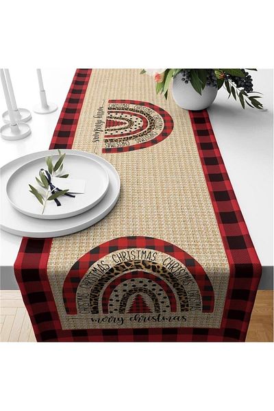 Evmila New Year's Themed Rainbow Patterned Velvet Runner
