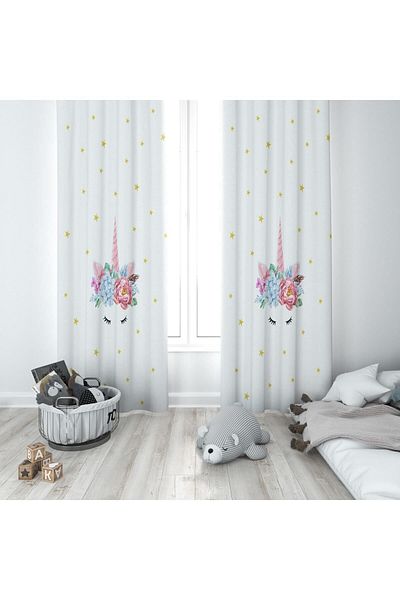 Evmila Children's Room Patterned Background Curtain