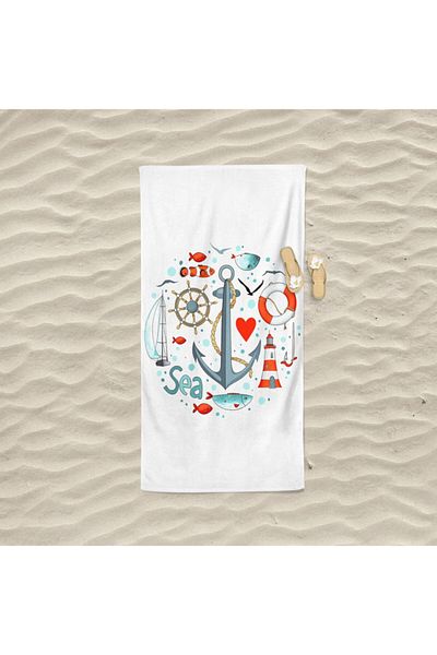 Lolla Πετσέτα θαλάσσης Evmila με σχέδιο Sailor