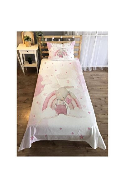 Evmila Tavşan Desenli Kız Çocuk Odası Yatak Örtüsü Takımı