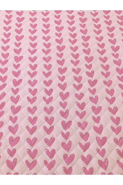 Evmila Pink Heart Pattern Double Printed Pique (200x220 Cm) Pink