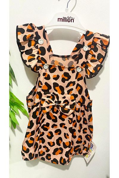 million babies 2614 Leopard Patterned Frilly Baby Jumpsuit Salopet