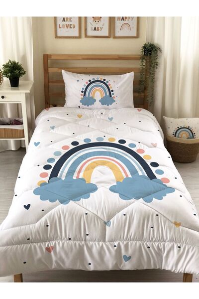 Evmila Rainbow Patterned Quilted Quilt, Decorative Bedspread