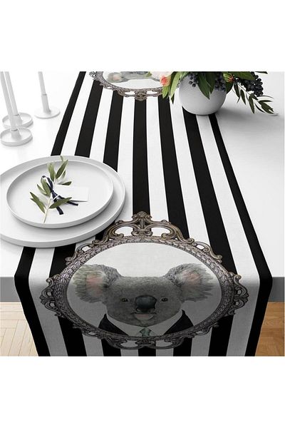 Evmila Runner din catifea cu model Koala Painting