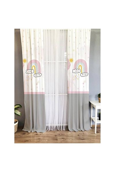 Evmila Bee Patterned Children's Room Background Curtain