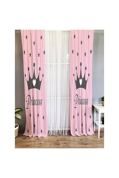 Evmila Children's Room - Princess Patterned Background Curtain