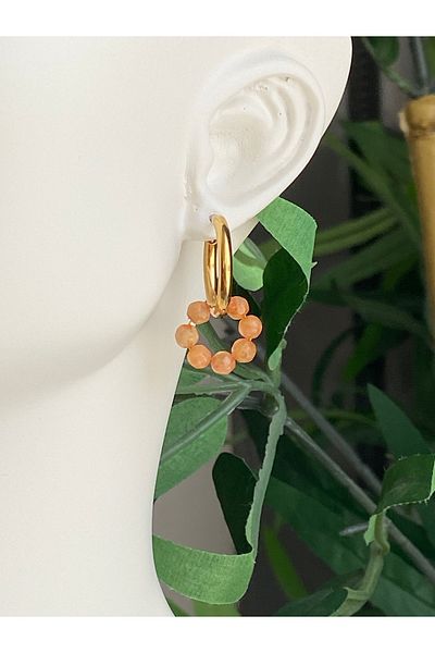 Lucios Stainless Steel Earrings Stone For 4MM - Special Design, Sun Stone And Natural Stone