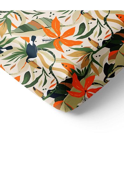 Evmila Tropical Pattern Printed Double Sheet Set 160x200 Cm - Colorful