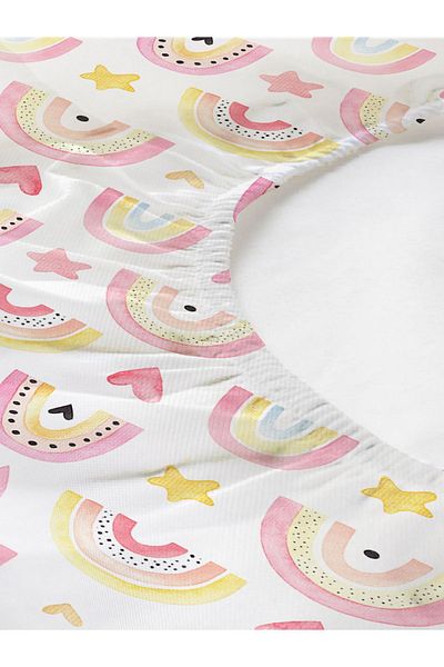 Evmila Rainbow Patterned Printed Single Elastic Sheet Set