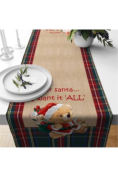 Evmila New Year's Teddy Patterned Special Runner