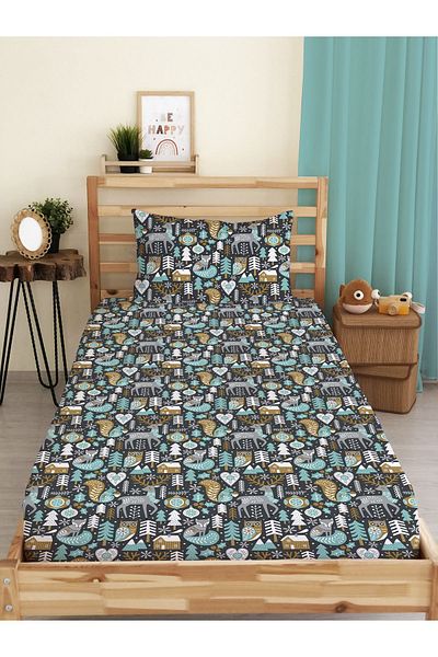 Evmila New Year's Special Pattern Printed Single Elastic Sheet Set