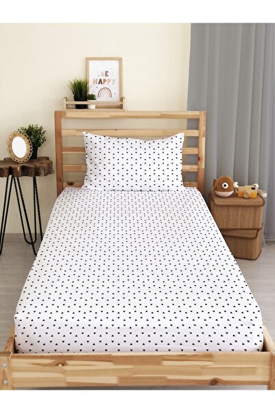 Evmila Üçgen Desenli Baskılı Tek Kişilik Lastikli Çarşaf Seti