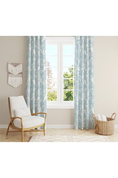 Evmila Velvet Texture Printed Flower Patterned Background Curtain