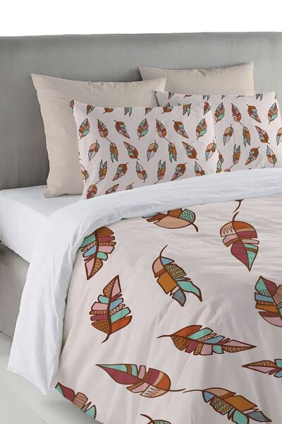 Evmila Кольоровий принт з листяним візерунком, двоспальний комплект постільно...