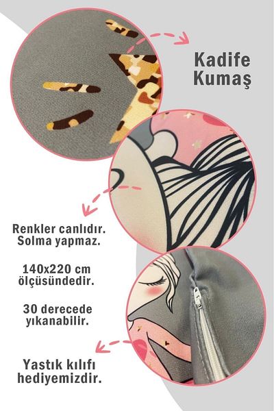 Evmila Μονό βελούδινο κάλυμμα κρεβατιού με γεωμετρικό σχέδιο -λευκό