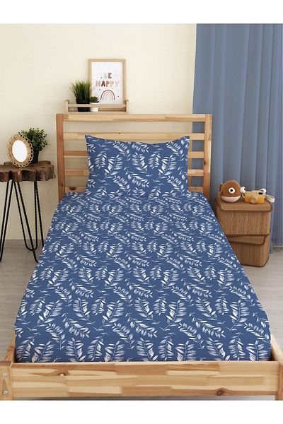 Evmila Leaf Patterned Printed Single Elastic Sheet Set