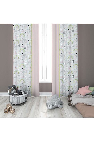 Evmila Children's Room Patterned Background Curtain
