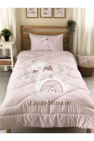 Evmila Swan Patterned Quilted Quilt, Single Sleeping Set