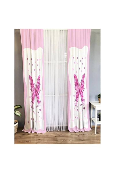 Evmila Butterfly Patterned Children's Room Background Curtain