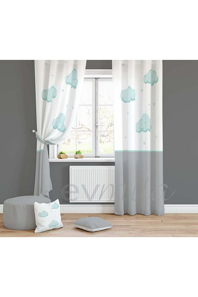 Evmila Patterned Children's Room Background Curtain