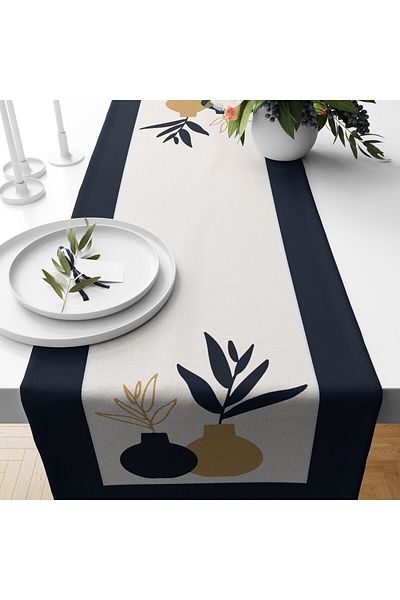 Evmila Vase Patterned Velvet Runner